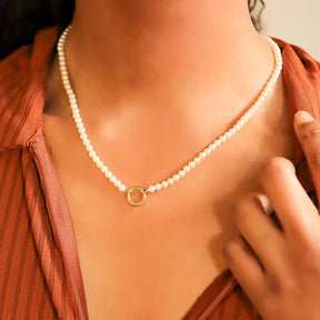 Glass Pearl Charm Keeper Necklace - Winks Design Studio,LLC