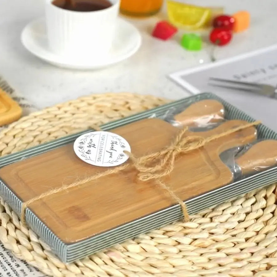 Custom mini bamboo cheese board set by Winks Design Studio, LLC, featuring a compact cutting board with a natural bamboo finish.