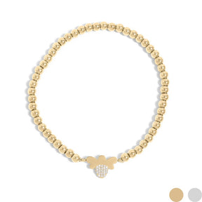 18K Gold PVD Beaded Stretch Bracelet - Winks Design Studio,LLC