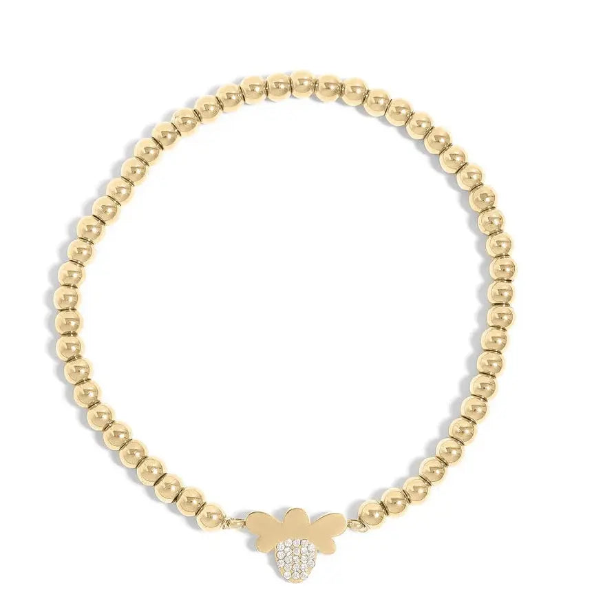 18K gold PVD beaded stretch bracelet by Winks Design Studio, LLC featuring polished beaded design on a flexible band.