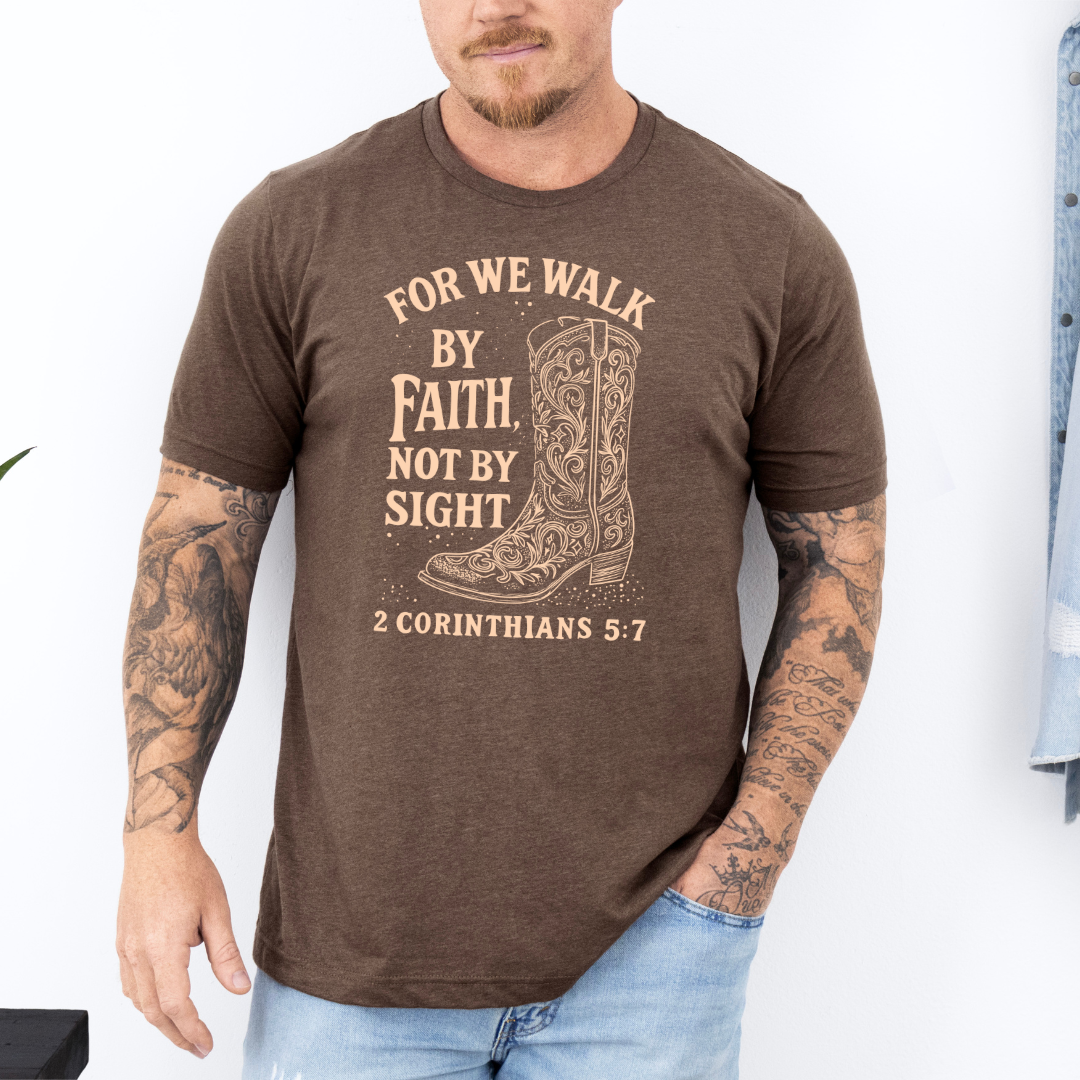 Walk by Faith Western Boot Graphic Tee - Winks Design Studio,LLC