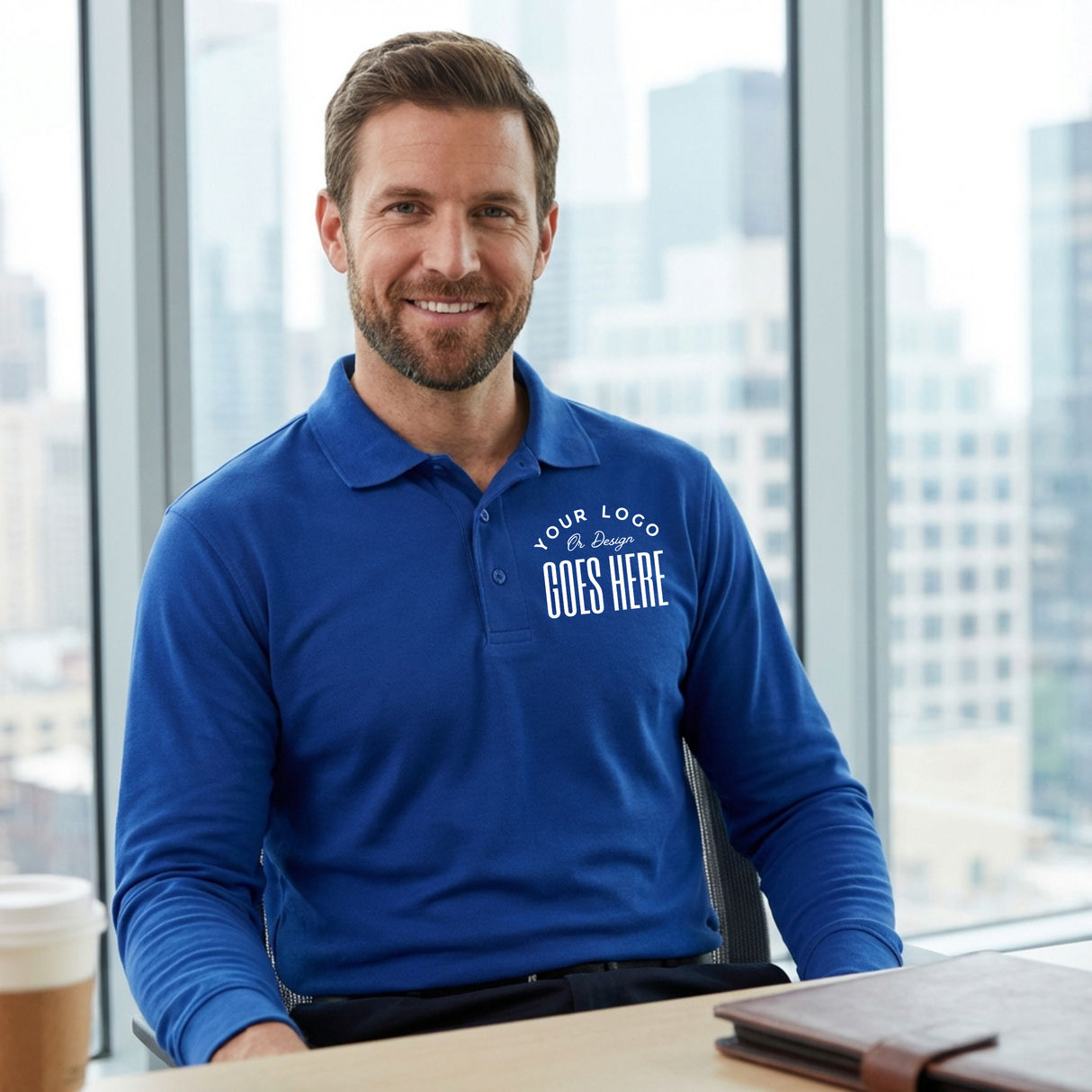 Custom Men's Long Sleeve Performance Polo | Devon & Jones CrownLux