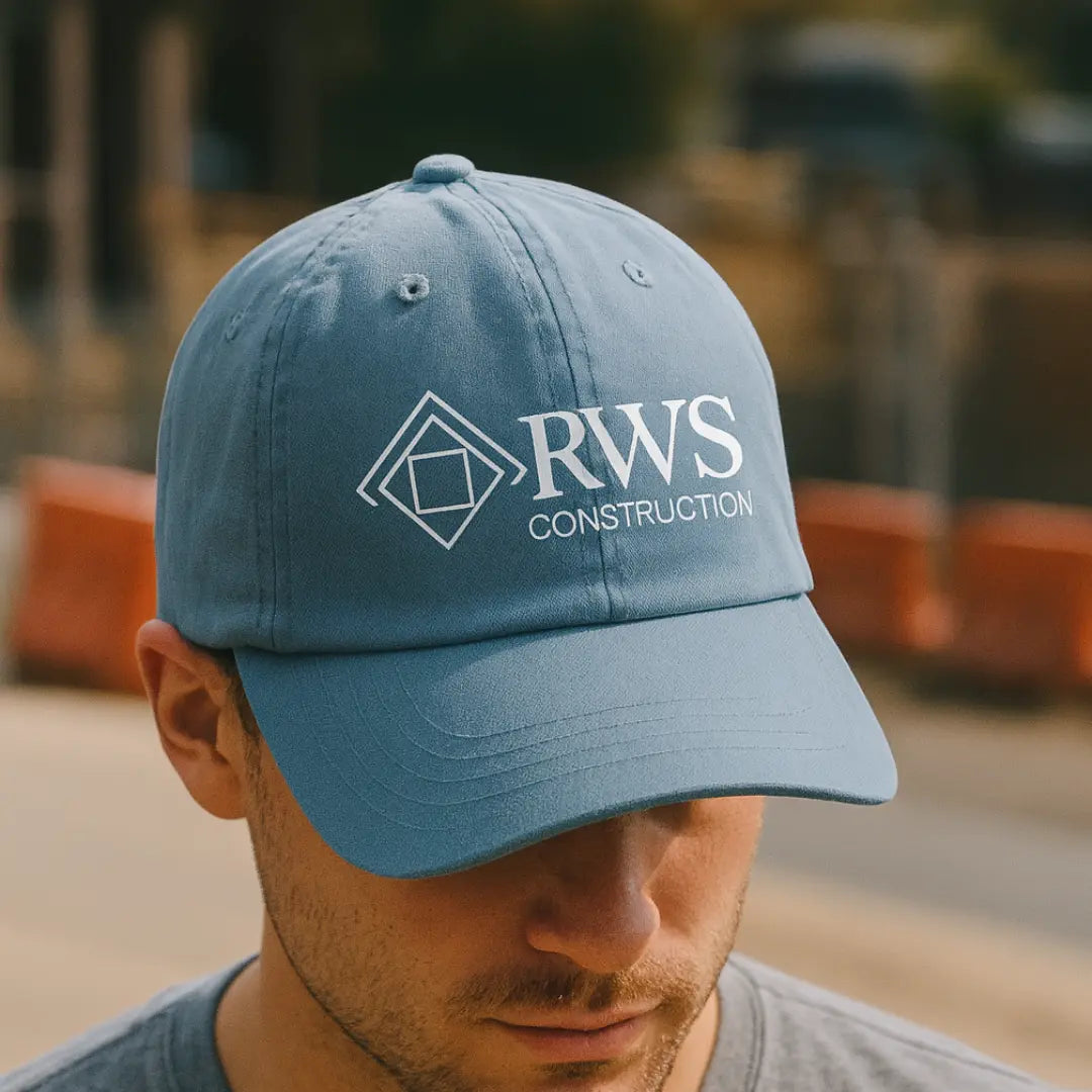 Custom Twill Hat by Winks Design Studio, LLC featuring a classic brim, adjustable strap, and custom embroidered design.
