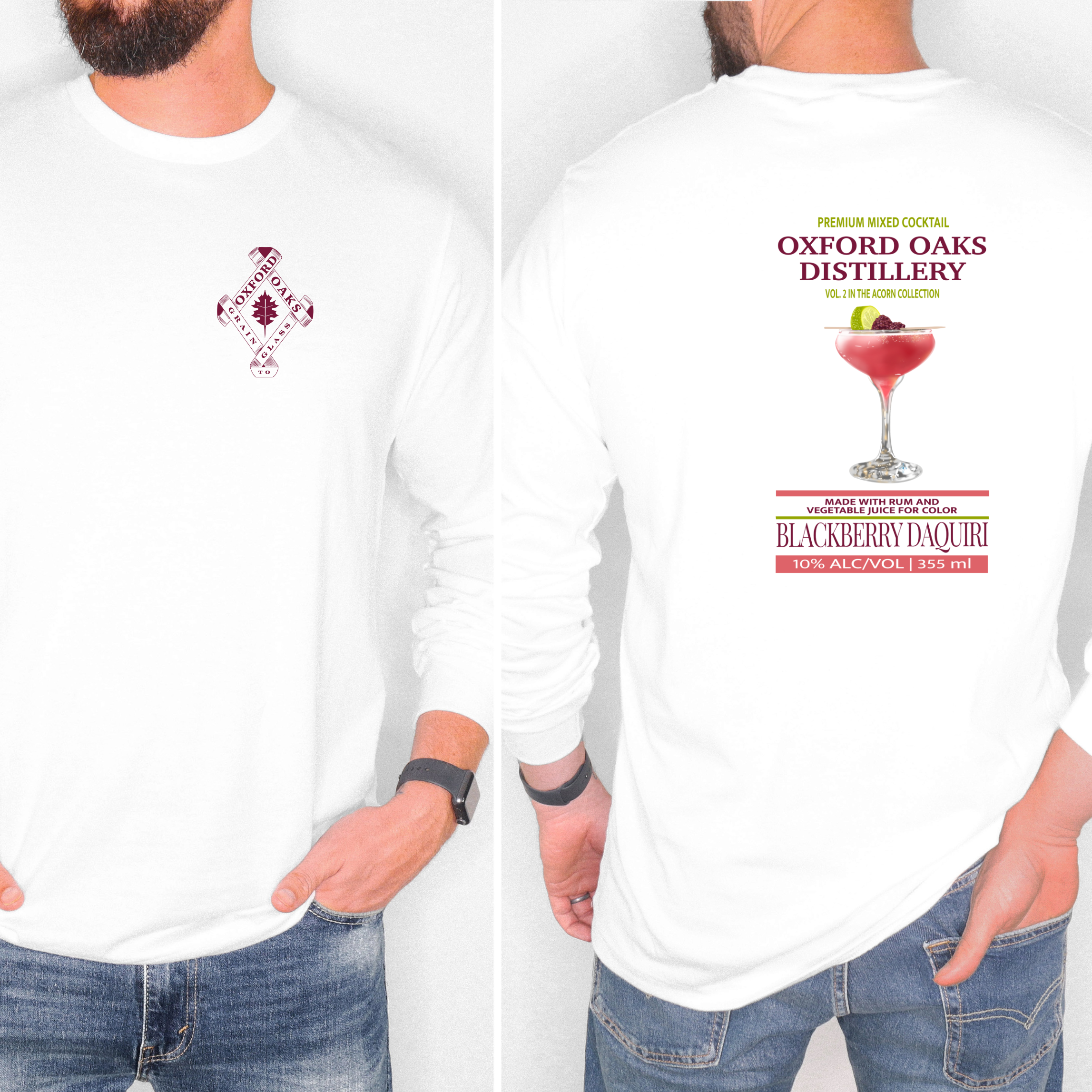 Oxford Oaks Distillery Blackberry Daquiri Long Sleeve T-Shirt - Winks Design Studio,LLC
