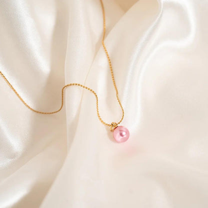 18K Gold Pink Pearl Charm - Winks Design Studio,LLC