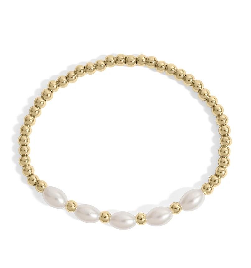 18K Gold Glass Pearl Stretch Bracelet