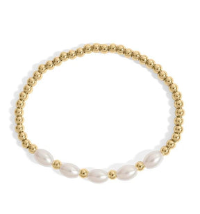 18K Gold Glass Pearl Stretch Bracelet - Winks Design Studio,LLC