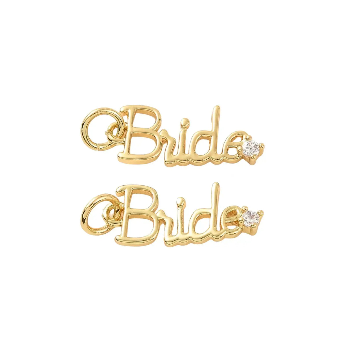 Gold minimalistic bride charm, delicate jewelry charm from Winks Design Studio, LLC featuring simple elegant design.