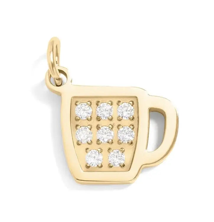 18K gold coffee cup charm by Winks Design Studio, LLC, detailed charm with a miniature coffee cup design.
