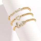 Love Beaded Stretch Bracelet - 18K Gold Stainless Steel