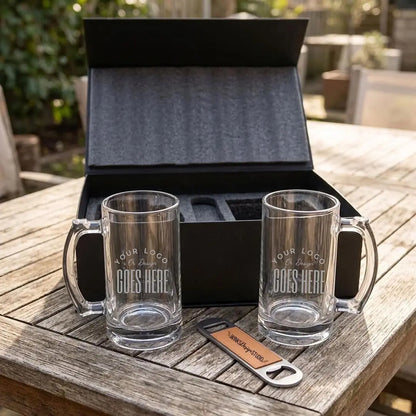 Personalized Beer Mug Gift Set with Bottle Opener Winks Design Studio,LLC