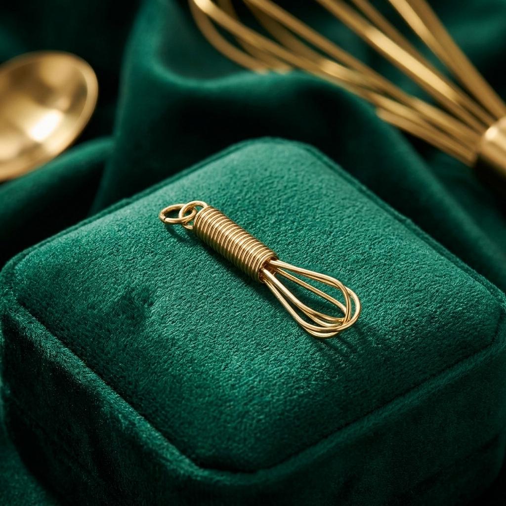 18K Gold PVD Stainless Steel Whisk Charm - Winks Design Studio,LLC