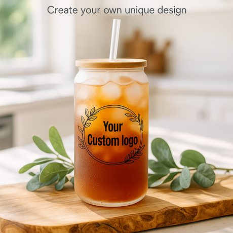 Custom 16oz Frosted Glass Can - Winks Design Studio,LLC