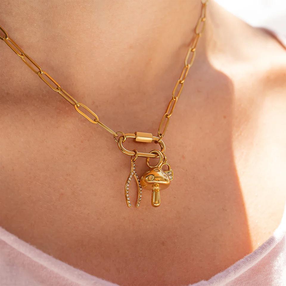 18K Gold Mushroom Charm - Winks Design Studio,LLC