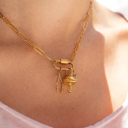 18K Gold Mushroom Charm - Winks Design Studio,LLC