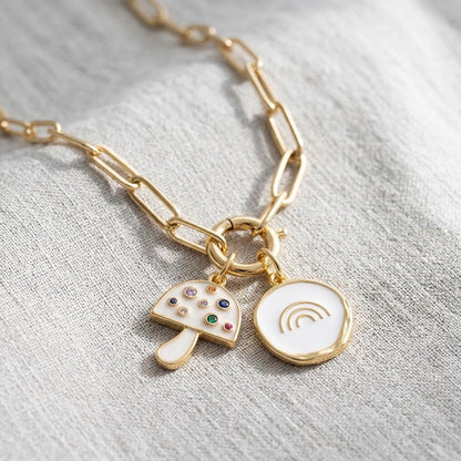 Gold &amp; Pearlescent Mushroom Charm - Winks Design Studio,LLC