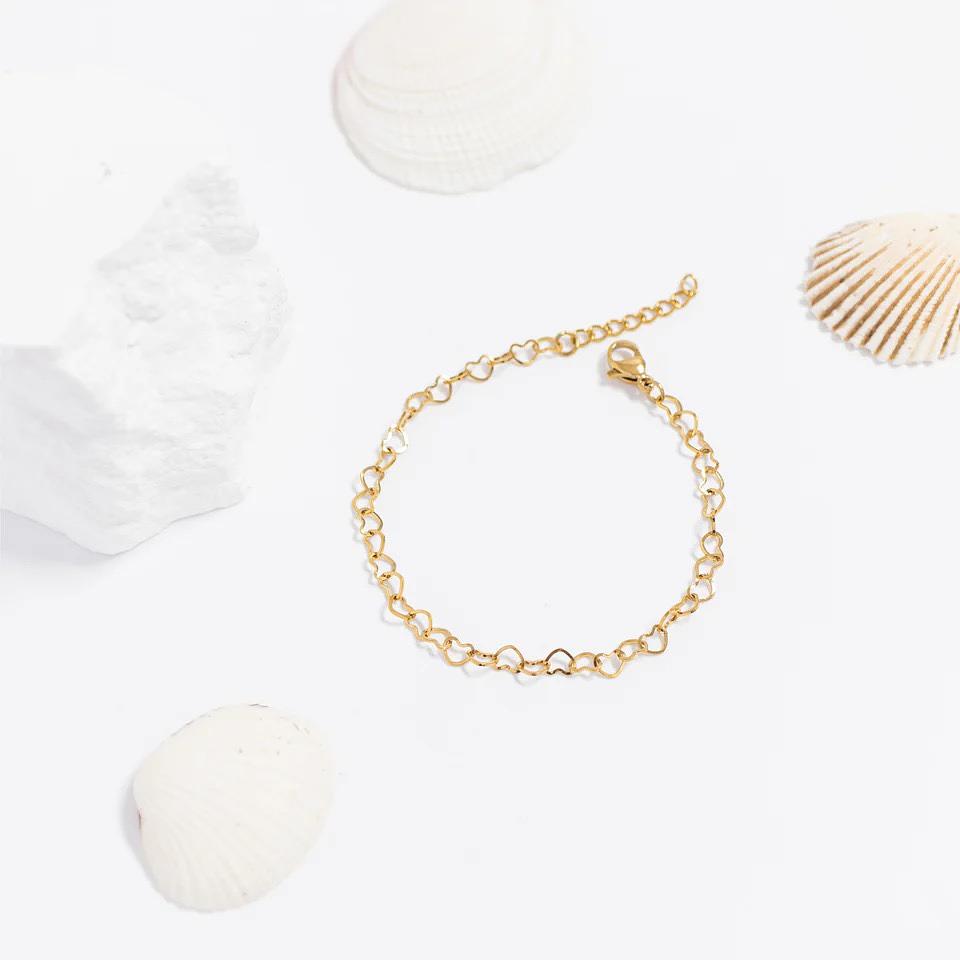 18K Gold Heart Chain Bracelet - Winks Design Studio,LLC