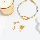 18K Gold Paperclip Carabiner Bracelet