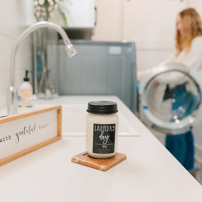 Milkhouse Candle Laundry Day | 13 oz Mason Jar Candle - Winks Design Studio,LLC