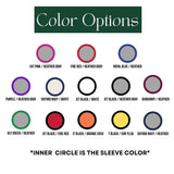 Color options chart with various color swatches labeled for sleeve color selection.