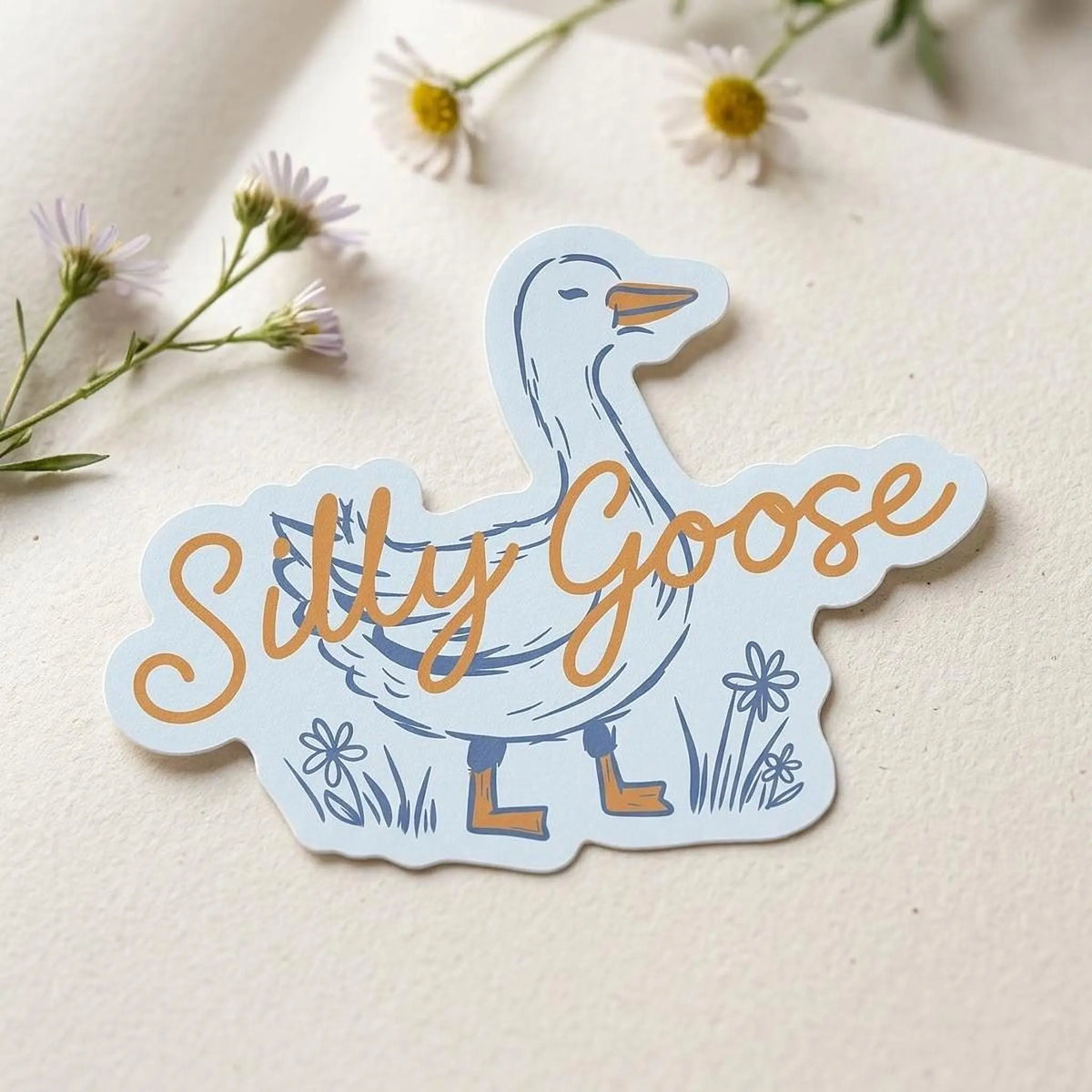 Colorful Silly Goose vinyl sticker from Winks Design Studio, LLC, featuring a playful goose design on a white background.
