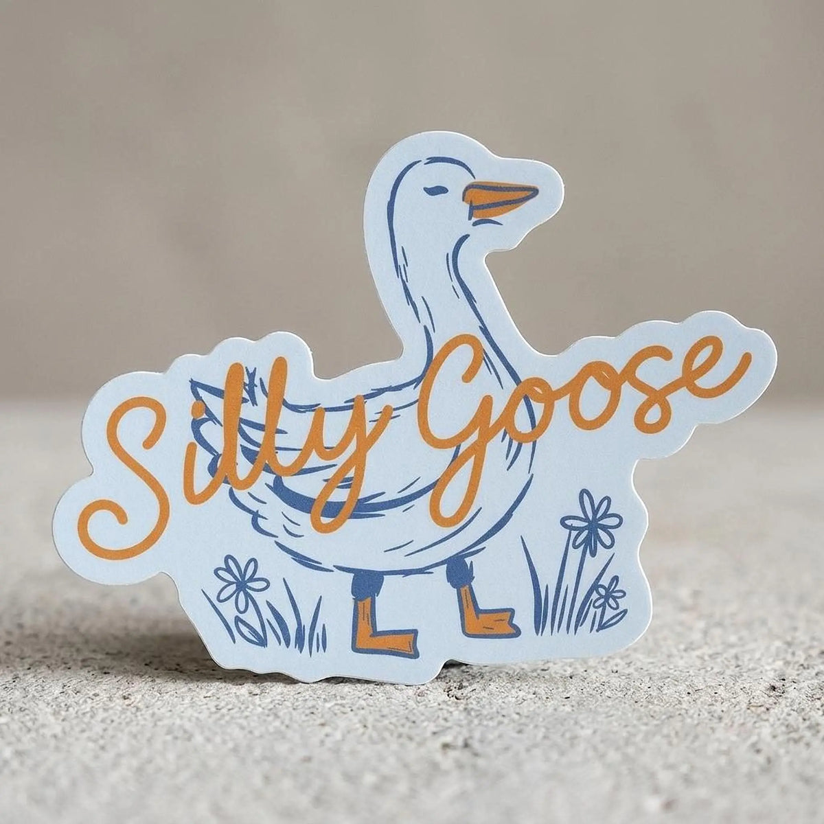 Colorful Silly Goose vinyl sticker from Winks Design Studio, LLC featuring a playful goose illustration on a clear background.