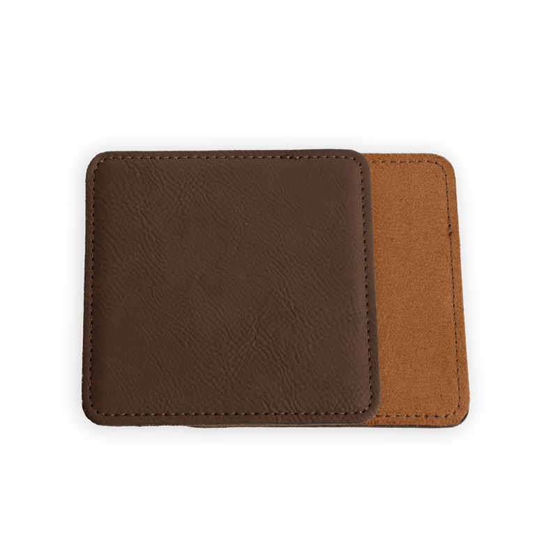 Custom Engraved Leather Coaster Set