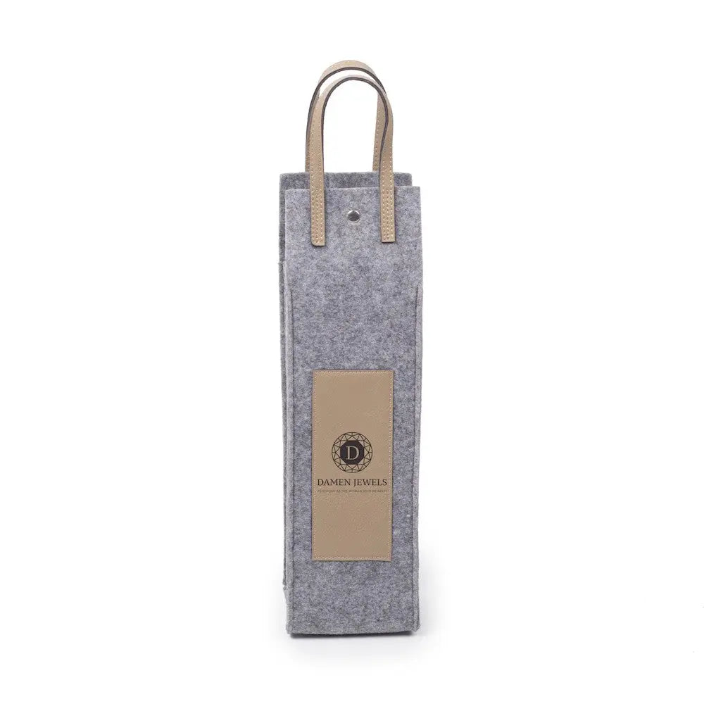 Custom leather flannel wine tote by Winks Design Studio, LLC, featuring a stylish and durable wine carrier with leather and flannel materials.