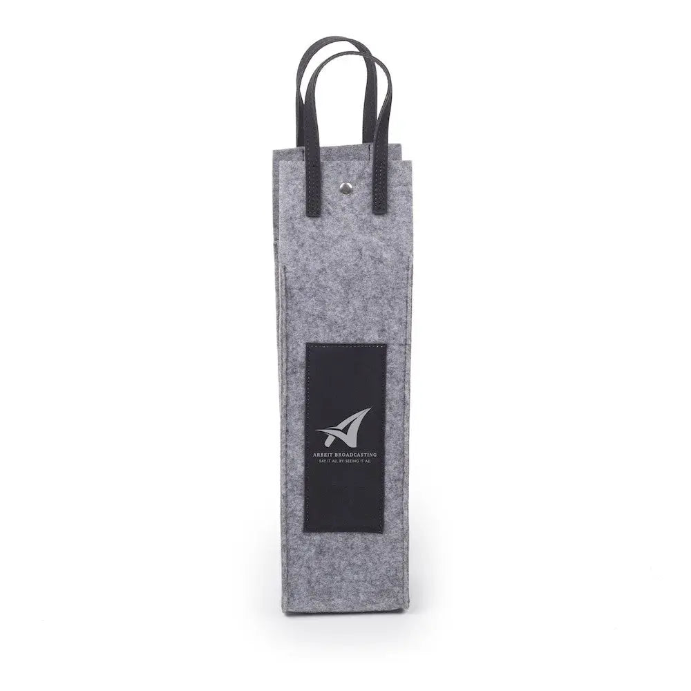 Custom leather flannel wine tote by Winks Design Studio, LLC, featuring a stylish fabric exterior and secure handles for carrying wine bottles.