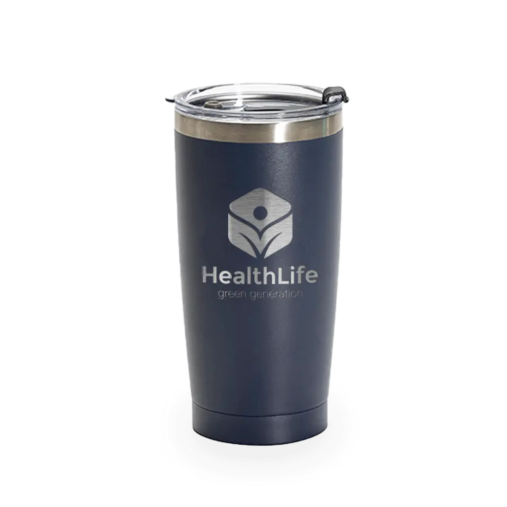 20oz stainless steel insulated tumbler with custom powder-coated finish by Winks Design Studio, LLC, showing a sleek, colorful drinkware design.