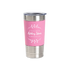 Pink 20oz tumbler with Winks Design Studio LLC logo and silicone sleeve for easy grip and added protection.