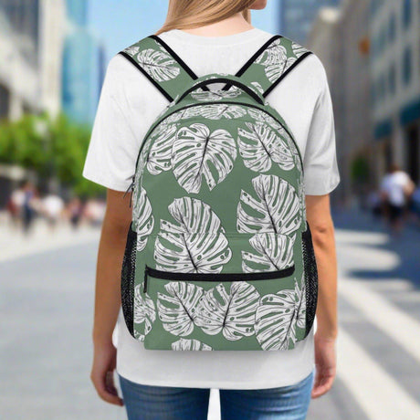 Green Monstera Leaves Backpack - Winks Design Studio,LLC