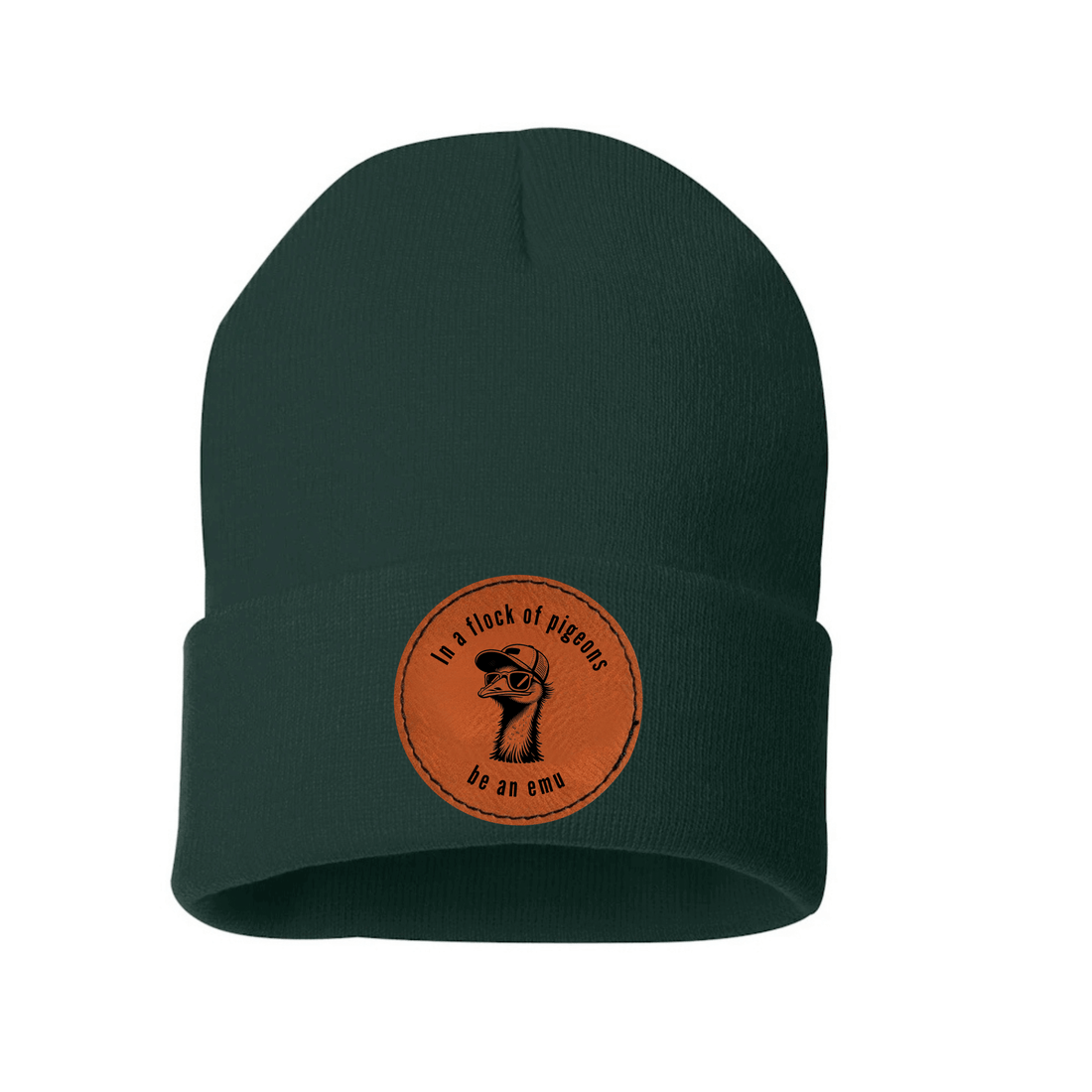 R &amp; R Leather Patch Beanie - Winks Design Studio,LLC