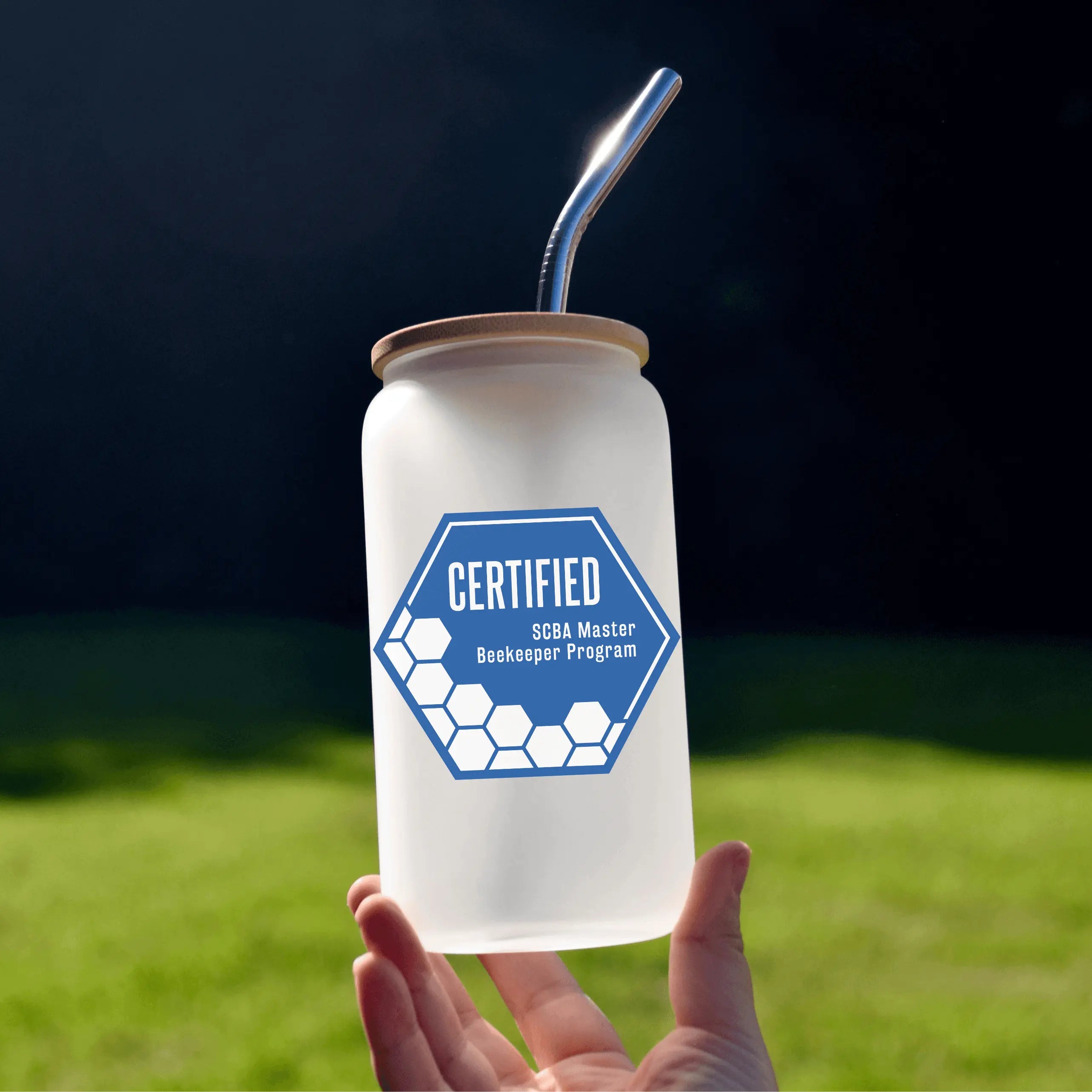 Winks Design Studio LLC SCBA Master Program beer glass can with detailed branding and sleek design, ideal for beer enthusiasts.