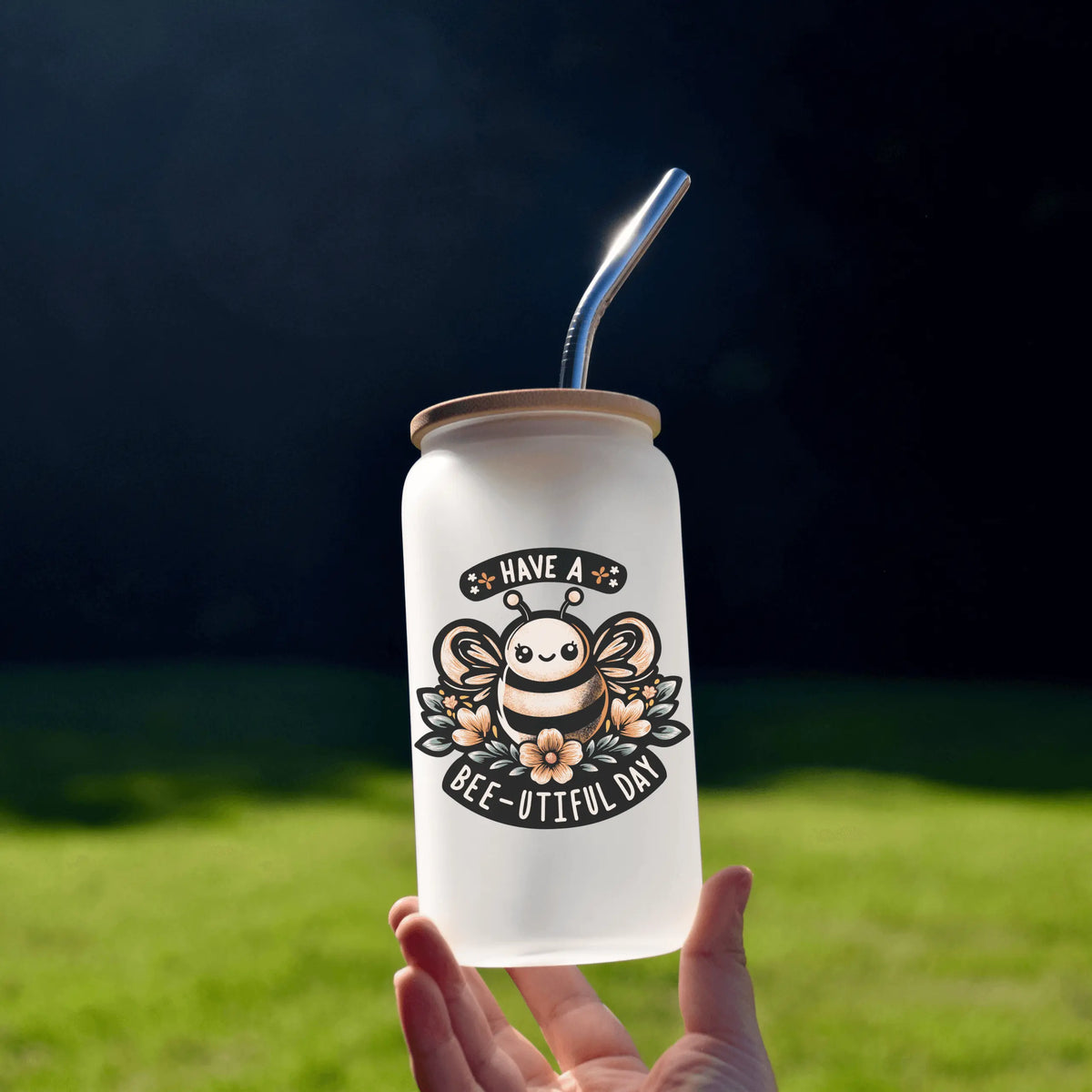 Winks Design Studio LLC 16oz frosted glass beer can with R &amp; R logo in multiple designs, featuring a classic style.