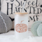 Flower Pumpkin 16oz Glass Can - Winks Design Studio,LLC