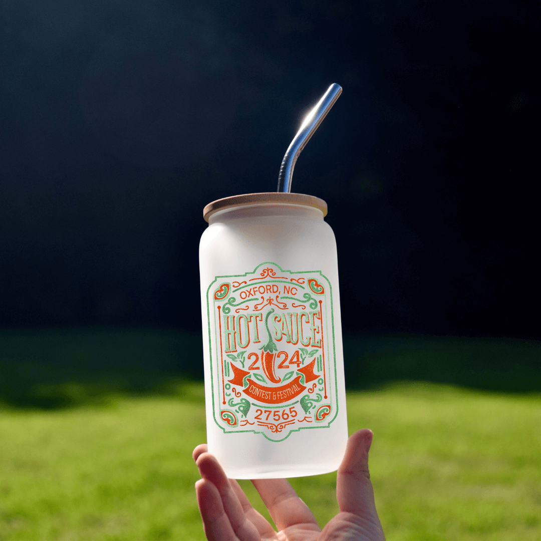 NC Hot Sauce Contest & Festival 16oz Frosted Glass - Winks Design Studio,LLC