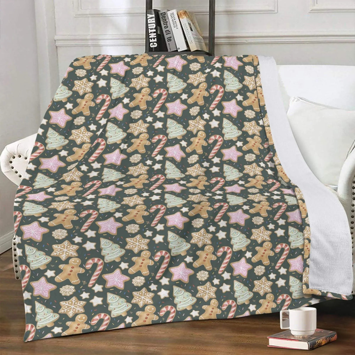 Christmas Cookie fleece blanket by Winks Design Studio, LLC featuring festive holiday cookie designs on soft fabric.