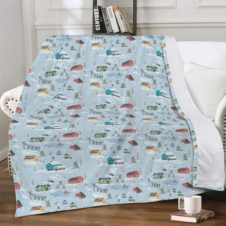 Christmas Village Fleece Blanket - Winks Design Studio,LLC