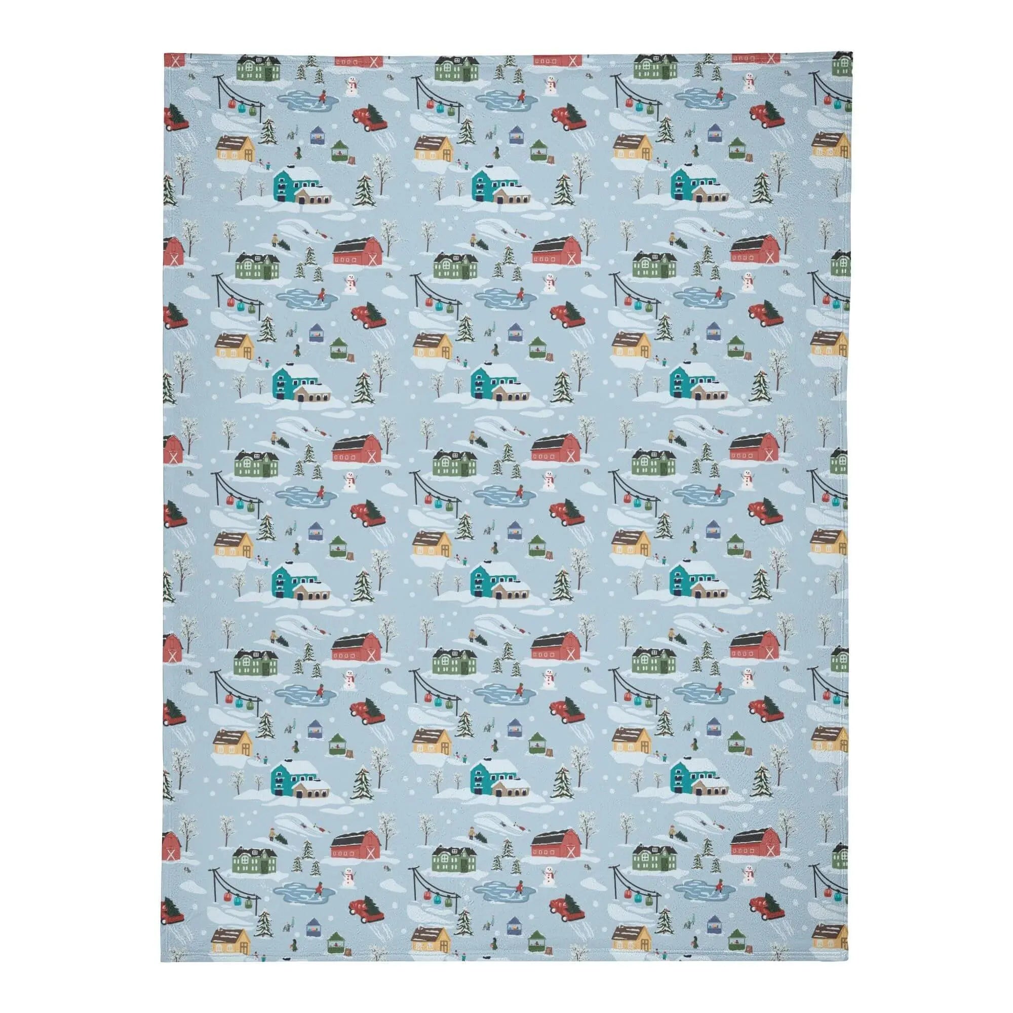 Winks Design Studio Christmas Village fleece blanket 80x60, holiday-themed throw with festive village pattern on soft fabric
