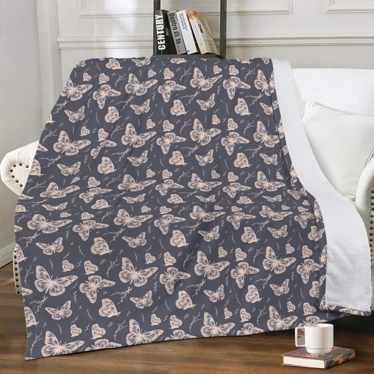 Whimsical Butterfly fleece blanket by Winks Design Studio, LLC featuring colorful butterfly patterns and soft, cozy fabric.