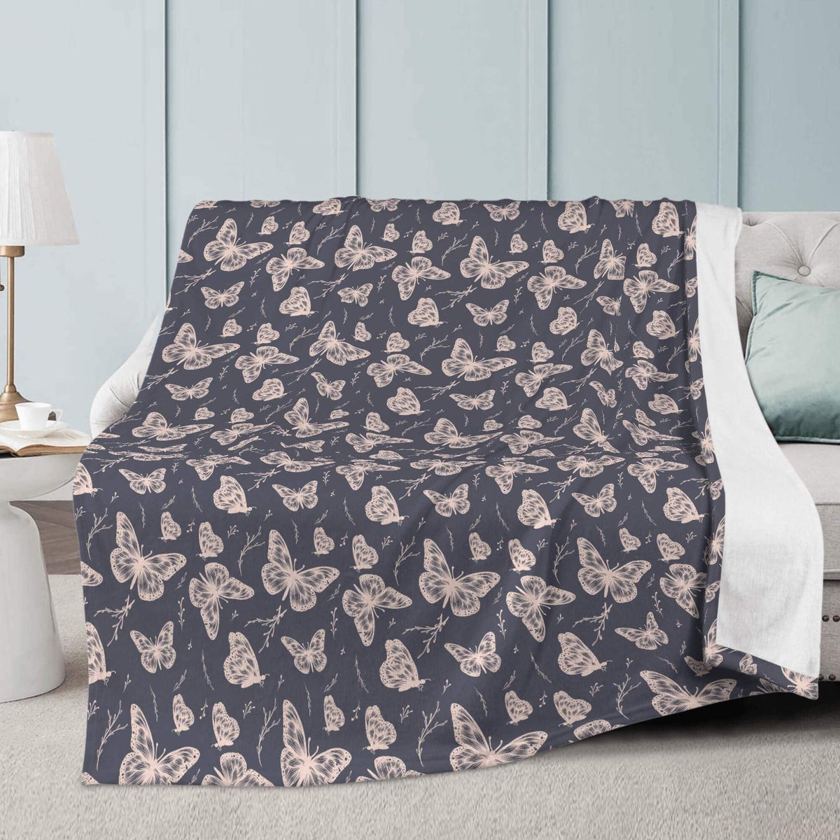 Whimsical Butterfly fleece blanket by Winks Design Studio, LLC, featuring colorful butterfly patterns and soft, cozy fabric.