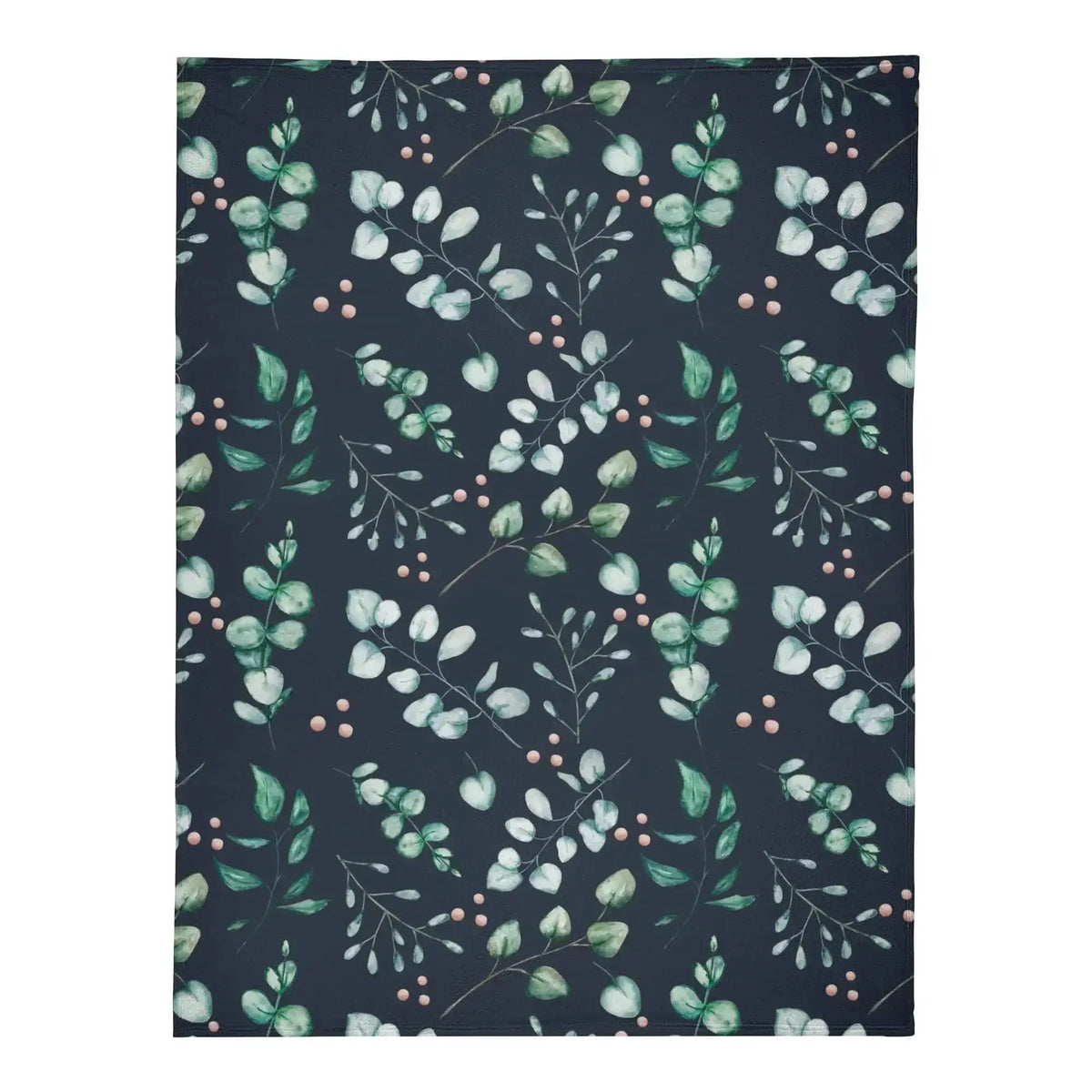 Eucalyptus floral blanket by Winks Design Studio, LLC, featuring a soft fabric with elegant eucalyptus and floral patterns.