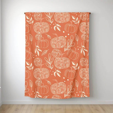 Flower Pumpkin Fleece Blanket - Winks Design Studio,LLC