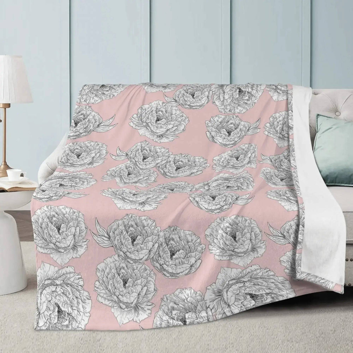 Pink Peony Flower Blanket - Winks Design Studio,LLC