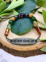 Handmade Beaded Bracelet- Never Give Up Buckle Bracelet, Diffuser Jewelry - Winks Design Studio,LLC