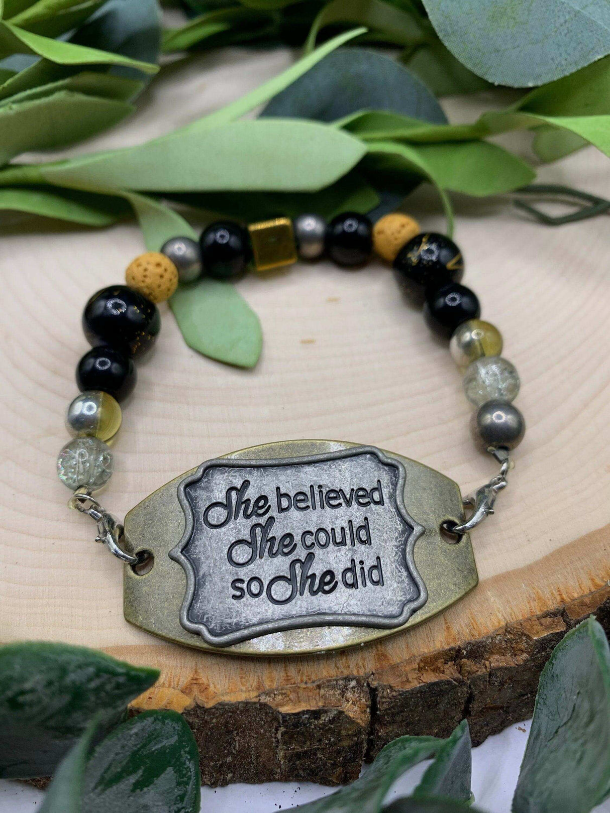 Handmade Beaded Bracelet- She Believed She Could… - Winks Design Studio,LLC