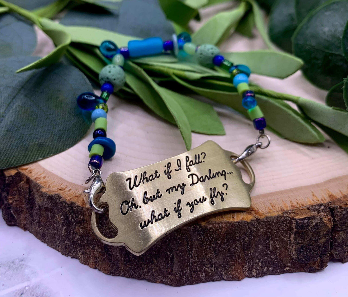 Handmade Beaded Bracelet- What if I Fall… - Winks Design Studio,LLC