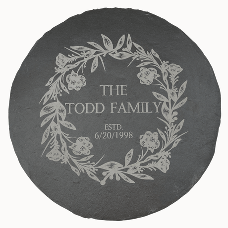 Personalized Slate Cake Stand with Rose Gold Riser - Custom Engraved - Winks Design Studio,LLC