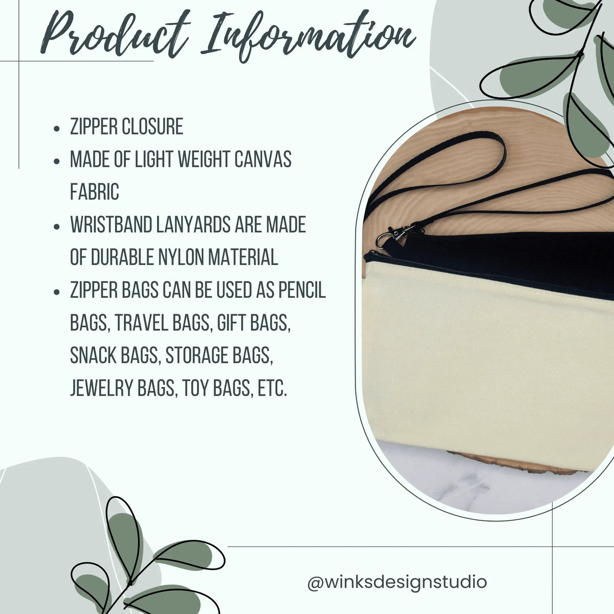 Winks Design Studio LLC Avian Exotic wristlet cosmetic bag with vibrant bird print and zipper closure, compact travel accessory.